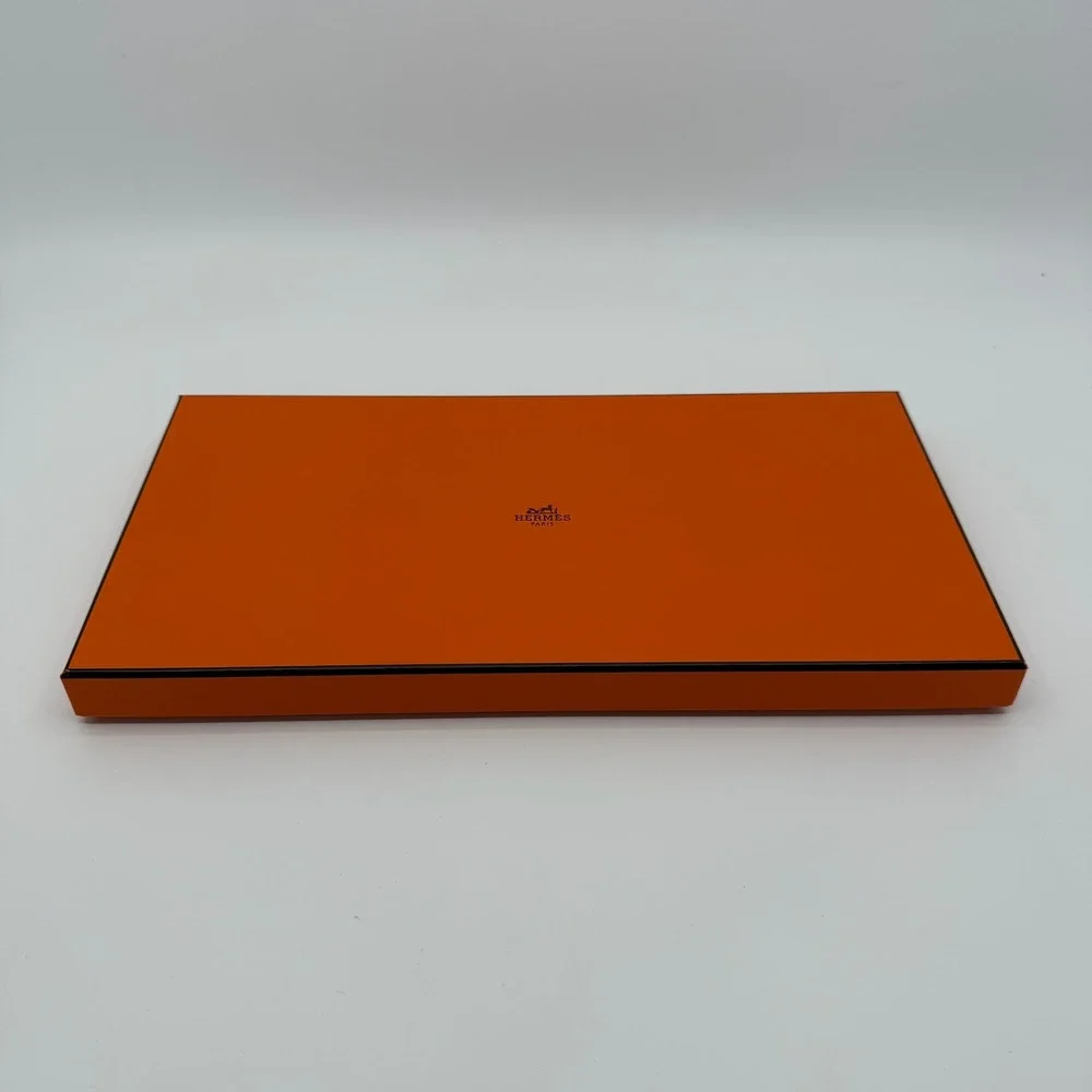Hermes Empty Gift Box Orange 7x14x1 Authentic Logo Tissue Ribbon Luxury